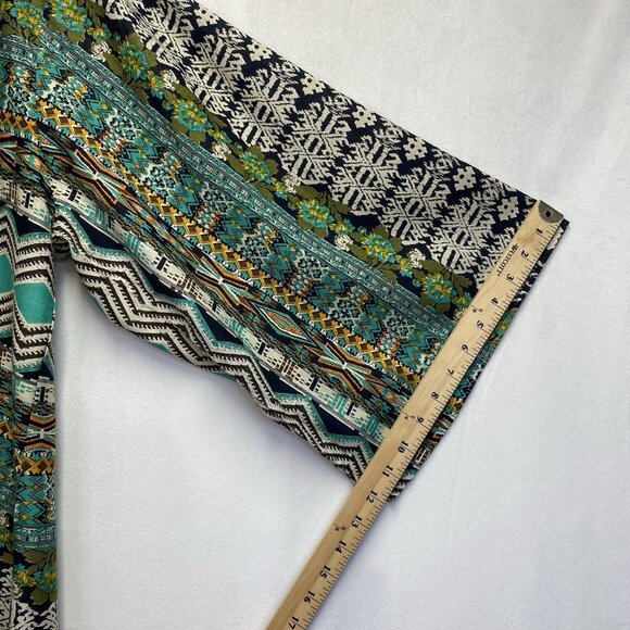 Dizzy Lizzy Bohemian Aztec Fringe Hem Open Front Cardigan Women Small Multicolor - Picture 4 of 15